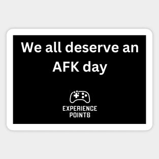 AFK Day White Text w/ white Experience Points logo Magnet